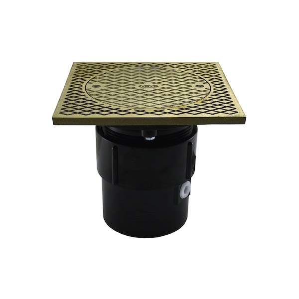 Jones Stephens 3in. x 4in. ABS Pipe Fit Base Cleanout with 3-1/2in. Plastic Spud and 7in. Nickel Bronze Cover C59057 - main